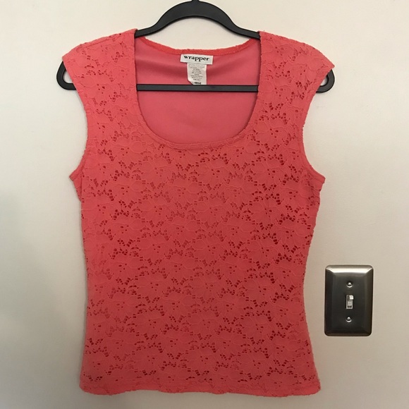 Wrapper Coral Crochet Tank Top - Picture 1 of 4